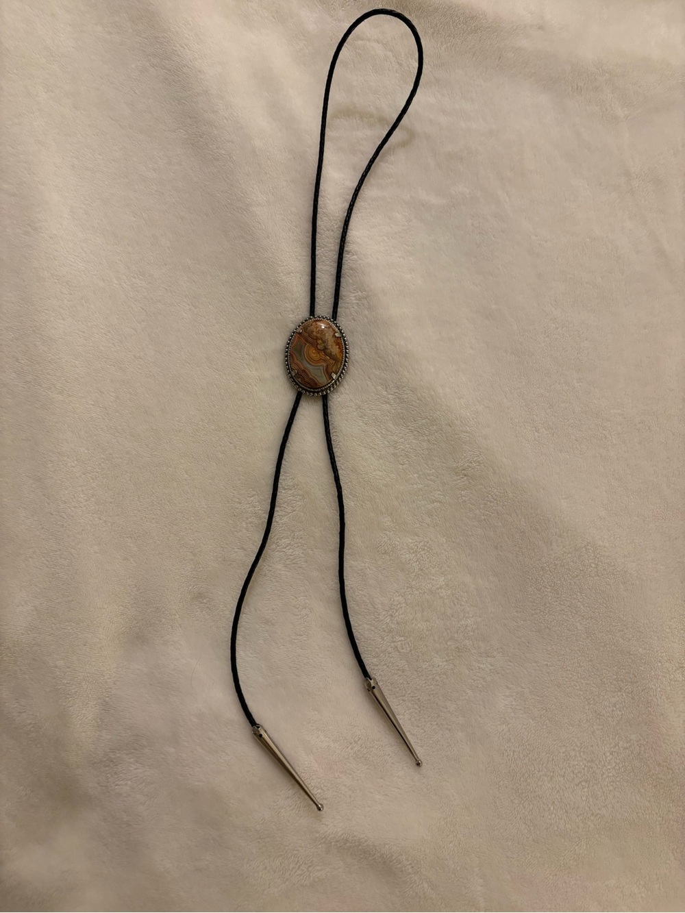 Vintage Western Crazy Lace Agate Bolo Tie